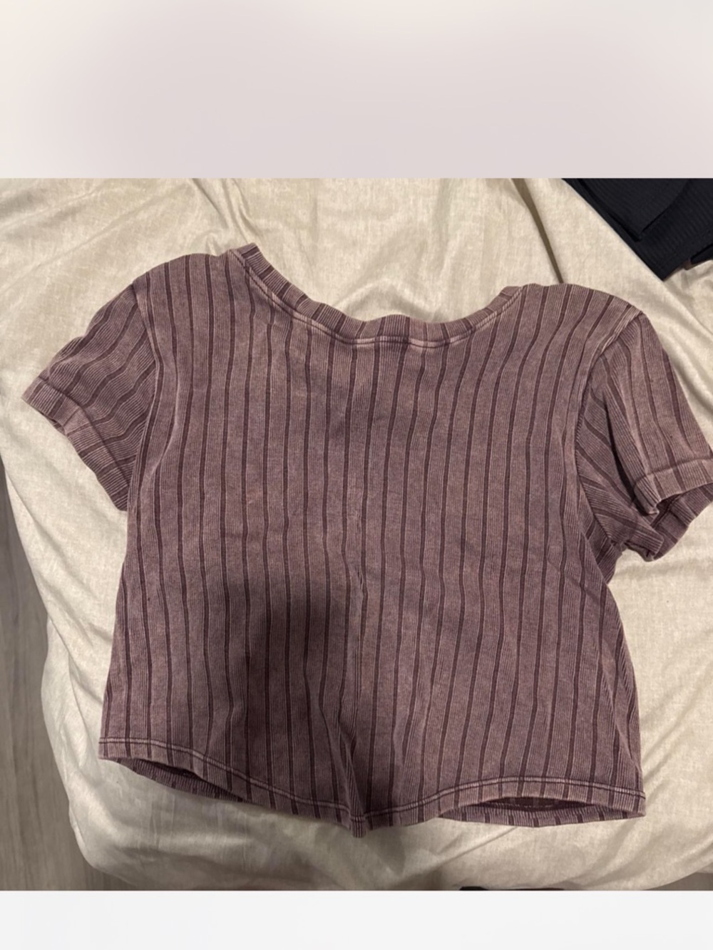 Forever 21 Ribbed Short Sleeve Crop Top - Mauve Plum